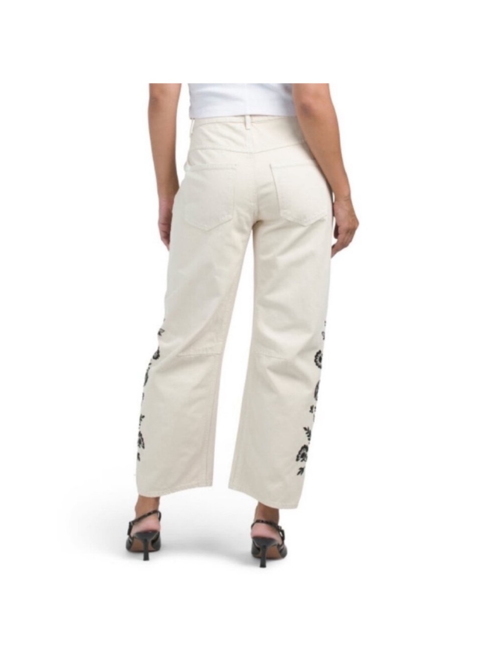 NWT Driftwood Barbara Nordic Floral Embroidered Barrel Leg Jeans Women's W28 L27 - Picture 6 of 13